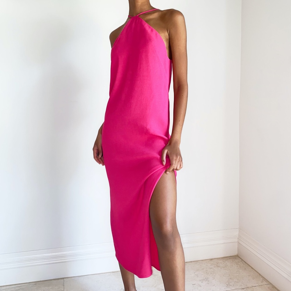 BABATON - Electric Fuchsia Halter Dress